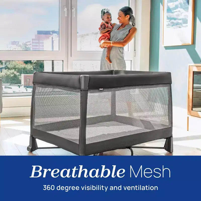 Parc pliable à installation instantanée Chicco Dash - Anthracite : Moïse portable, mousse de polyuréthane, conception pliable, capacité de 13,6 kg