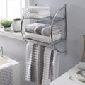 2 Tier Wall Mounted Shelf with Towel Bar Silver - Organize It All