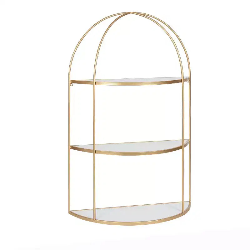21" x 32" Freade Tiered Decorative Wall Shelf White/Gold - Kate & Laurel All Things Decor: Modern Metal Floating Shelf with Open Storage