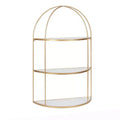 21" x 32" Freade Tiered Decorative Wall Shelf White/Gold - Kate & Laurel All Things Decor: Modern Metal Floating Shelf with Open Storage