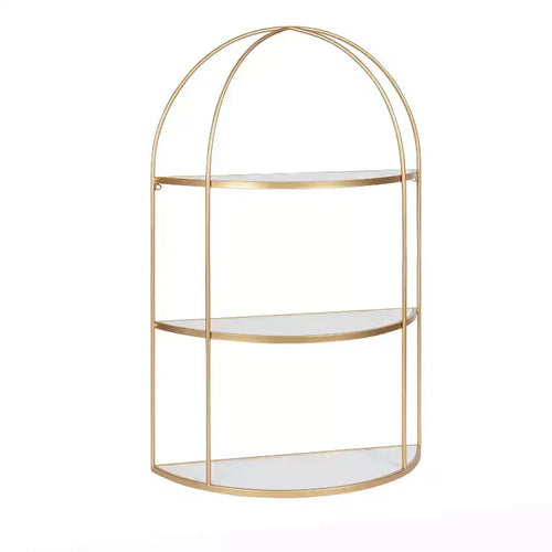 21" x 32" Freade Tiered Decorative Wall Shelf White/Gold - Kate & Laurel All Things Decor: Modern Metal Floating Shelf with Open Storage