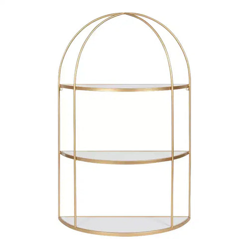 Étagère murale décorative à niveaux Freade 21" x 32" Blanc/Or - Kate & Laurel All Things Decor : Étagère flottante moderne en métal avec rangement ouvert