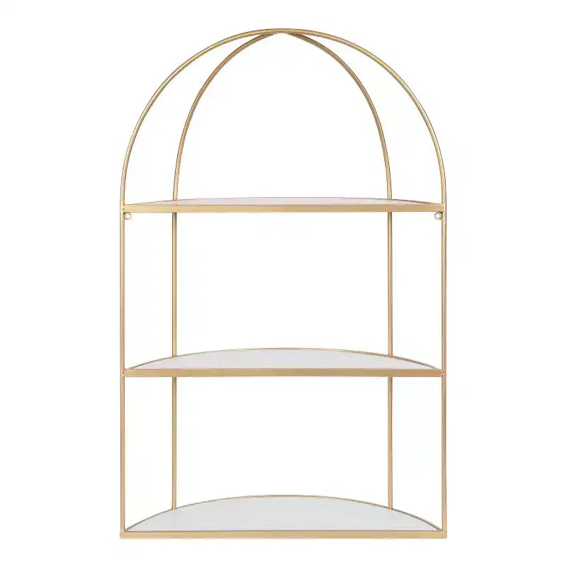 Étagère murale décorative à niveaux Freade 21" x 32" Blanc/Or - Kate & Laurel All Things Decor : Étagère flottante moderne en métal avec rangement ouvert