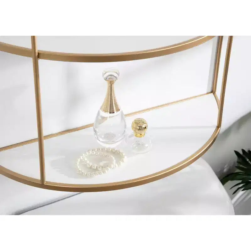 Étagère murale décorative à niveaux Freade 21" x 32" Blanc/Or - Kate & Laurel All Things Decor : Étagère flottante moderne en métal avec rangement ouvert