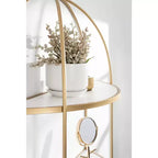 Étagère murale décorative à niveaux Freade 21" x 32" Blanc/Or - Kate & Laurel All Things Decor : Étagère flottante moderne en métal avec rangement ouvert