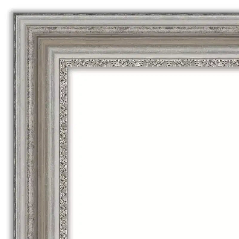 Miroir mural encadré de salon 46" x 36" Argent - Amanti Art: Biseauté moderne, aucun assemblage requis