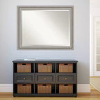 Miroir mural encadré de salon 46" x 36" Argent - Amanti Art: Biseauté moderne, aucun assemblage requis