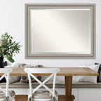 Miroir mural encadré de salon 46" x 36" Argent - Amanti Art: Biseauté moderne, aucun assemblage requis