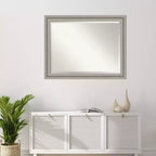 Miroir mural encadré de salon 46" x 36" Argent - Amanti Art: Biseauté moderne, aucun assemblage requis