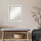 Amanti Art 19 po x 23 po Miroir mural encadré fin Eva Argent : Biseauté moderne, aucun assemblage requis
