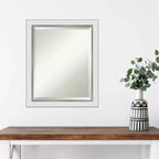 Amanti Art 19 po x 23 po Miroir mural encadré fin Eva Argent : Biseauté moderne, aucun assemblage requis