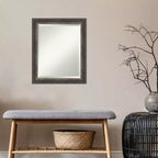 Miroir mural étroit encadré en écorce rustique 20 po x 24 po marron - Amanti Art : Biseauté, aucun assemblage requis