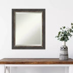 Miroir mural étroit encadré en écorce rustique 20 po x 24 po marron - Amanti Art : Biseauté, aucun assemblage requis
