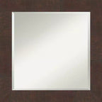 25" x 25" Wildwood Framed Wall Mirror Brown - Amanti Art: Modern Square Beveled, Polystyrene Frame