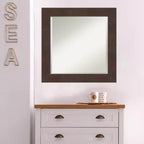 Miroir mural encadré Wildwood 25 po x 25 po marron - Amanti Art : carré moderne biseauté, cadre en polystyrène
