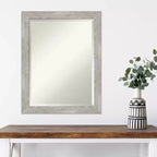 Miroir mural étroit encadré Dove 22" x 28" Gris délavé - Amanti Art : Biseauté moderne, aucun assemblage requis