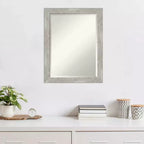 Miroir mural étroit encadré Dove 22" x 28" Gris délavé - Amanti Art : Biseauté moderne, aucun assemblage requis
