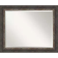 33" x 27" Bark Rustic Char Framed Wall Mirror Brown - Amanti Art