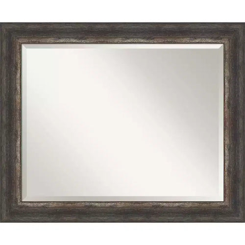 33" x 27" Bark Rustic Char Framed Wall Mirror Brown - Amanti Art