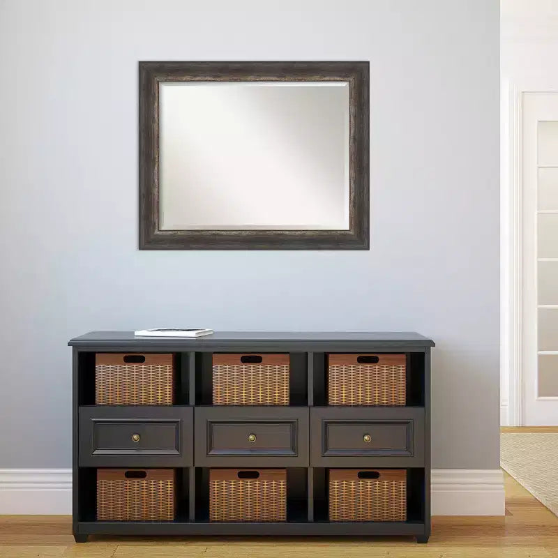 Miroir mural encadré rustique en écorce, marron 33" x 27" - Amanti Art