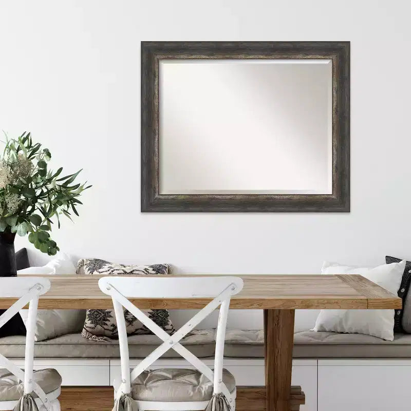 Miroir mural encadré rustique en écorce, marron 33" x 27" - Amanti Art
