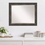 Miroir mural encadré rustique en écorce, marron 33" x 27" - Amanti Art