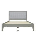 Christopher Knight Home Lincoln Rubber Wood Platform Bed with Tufted Headboard, Gray