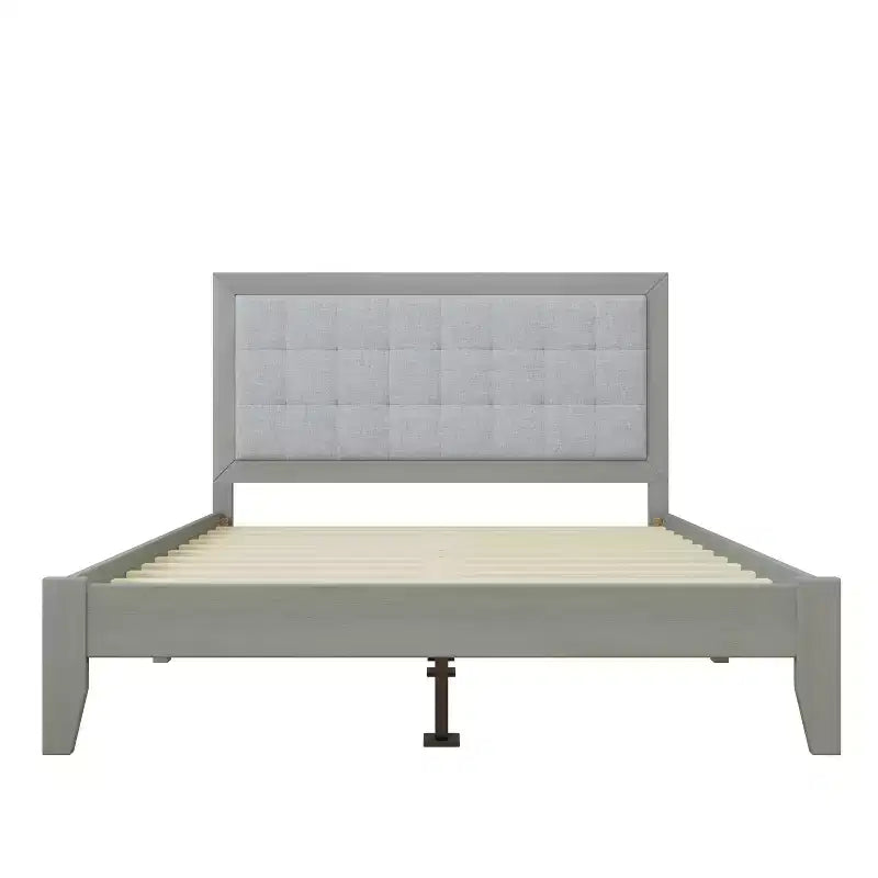 Christopher Knight Home Lincoln Rubber Wood Platform Bed with Tufted Headboard, Gray