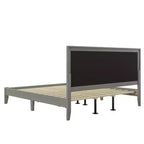Lit plateforme Christopher Knight Home Lincoln en bois d'hévéa avec tête de lit capitonnée, gris