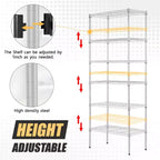 Meuble de rangement BestMassage à 6 niveaux, étagère métallique, étagère de garage, étagère autoportante réglable, utilisation multifonctionnelle pour la maison, le bureau ou le commerce