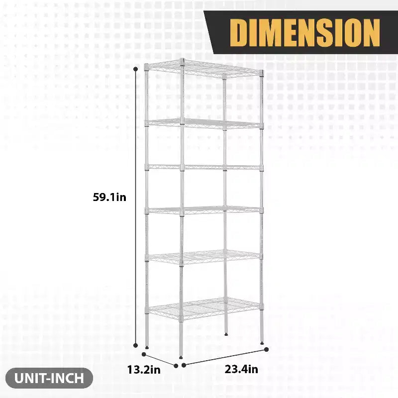 Meuble de rangement BestMassage à 6 niveaux, étagère métallique, étagère de garage, étagère autoportante réglable, utilisation multifonctionnelle pour la maison, le bureau ou le commerce