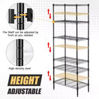 Meuble de rangement BestMassage à 6 niveaux, étagère métallique, étagère de garage, étagère autoportante réglable, utilisation multifonctionnelle pour la maison, le bureau ou le commerce