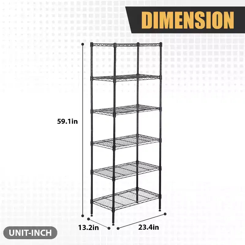 Meuble de rangement BestMassage à 6 niveaux, étagère métallique, étagère de garage, étagère autoportante réglable, utilisation multifonctionnelle pour la maison, le bureau ou le commerce