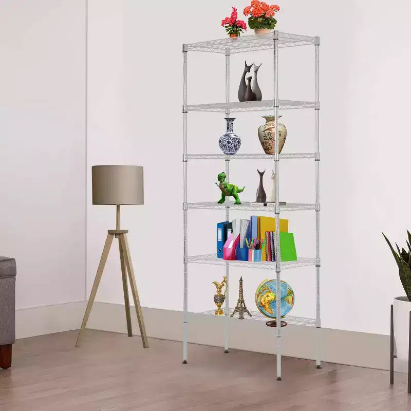 Meuble de rangement BestMassage à 6 niveaux, étagère métallique, étagère de garage, étagère autoportante réglable, utilisation multifonctionnelle pour la maison, le bureau ou le commerce
