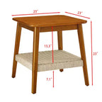23 tables d'appoint bohème avec rangement, tables d'appoint de style Mid-Century avec étagère tressée, tables de chevet pour salon, canapé, chambre à coucher.