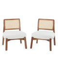 Christopher Knight Home Hailey Wood Accent Chair with Cane Webbing (Set of 2), Beige/Walnut