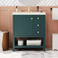 30 inch transitional style bathroom storage cabinet combination with ceramic sink and dressing table