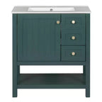 Meuble de rangement de salle de bain de style transitionnel de 30 pouces avec lavabo en céramique et coiffeuse