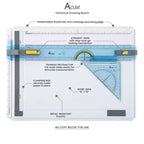 Table à dessin technique Acurit - Planche à dessin portable avec kit multi-outils, plastique incassable, mécanisme de verrouillage à bord droit, transparente