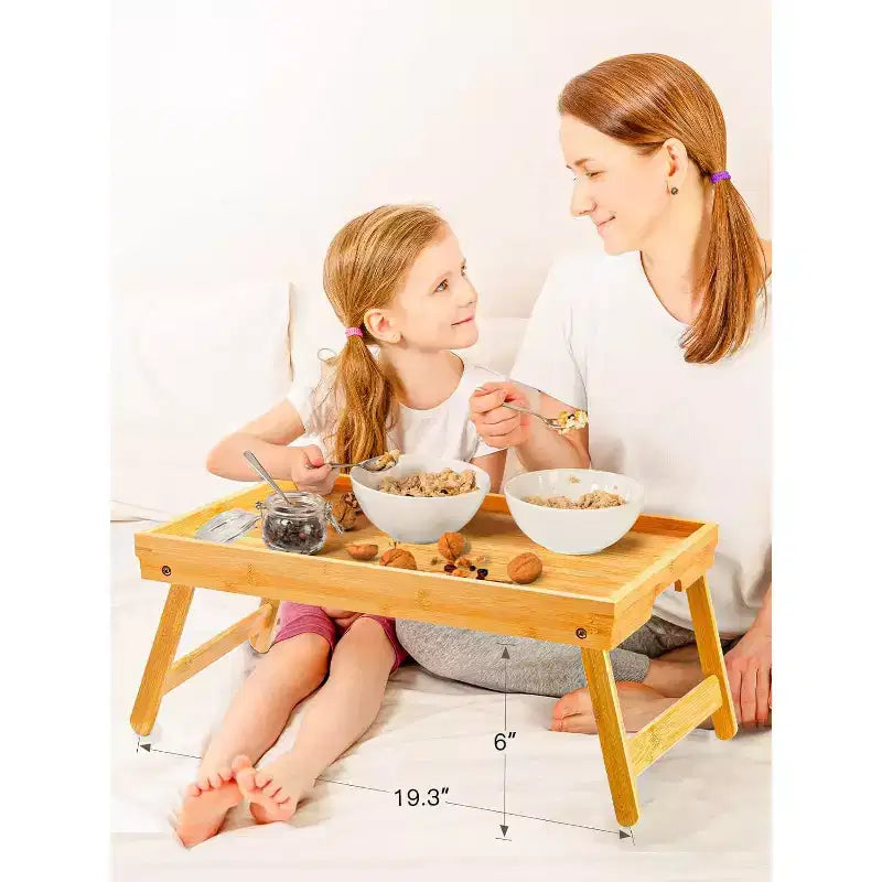 Table de lit en bambou avec pieds pliables, plateau de petit-déjeuner pour canapé, lit, manger, travailler, utilisée comme plateau de collation pour ordinateur portable par Pipishell