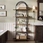 5 Tier Open Bookshelf Arched Display Racks Tall Bookshelf Freestanding Open Storage Shelf with Sturdy Metal Frame