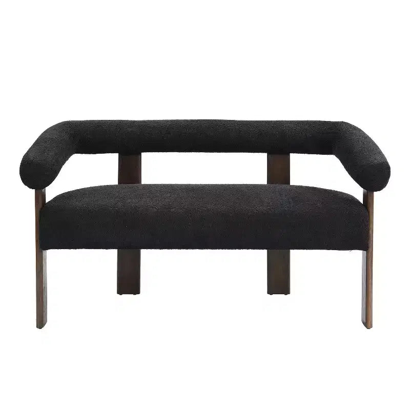 Christopher Knight Home Webb Causeuse rembourrée en bouclette de 53 po en bois d'hévéa au design moderne