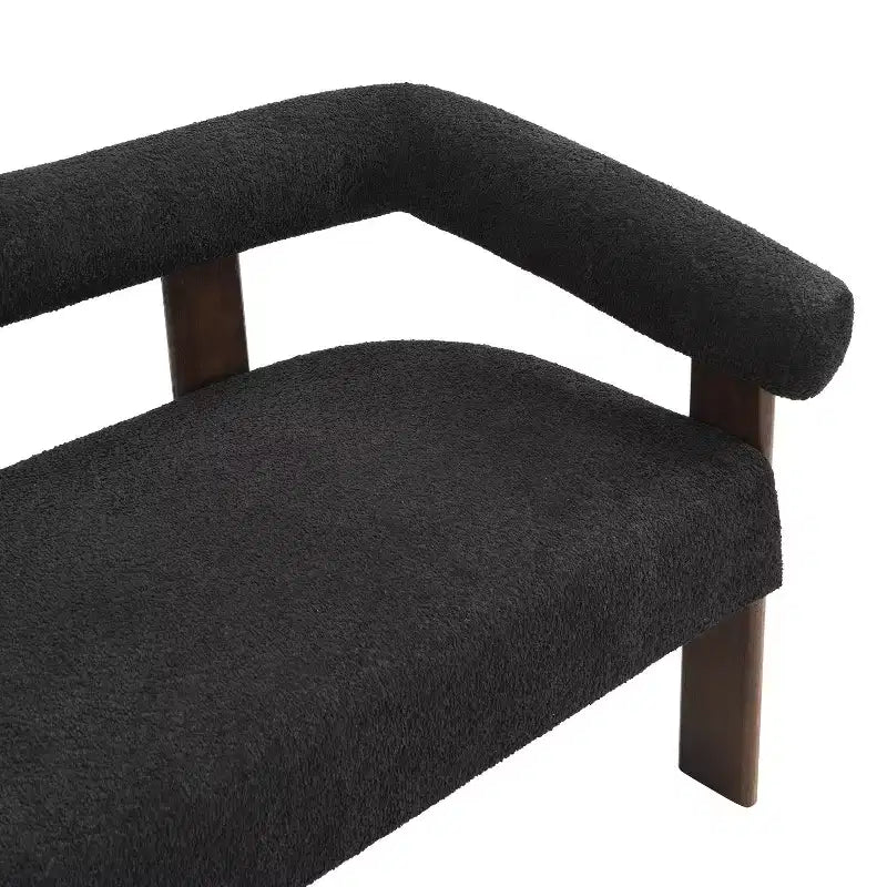 Christopher Knight Home Webb Causeuse rembourrée en bouclette de 53 po en bois d'hévéa au design moderne
