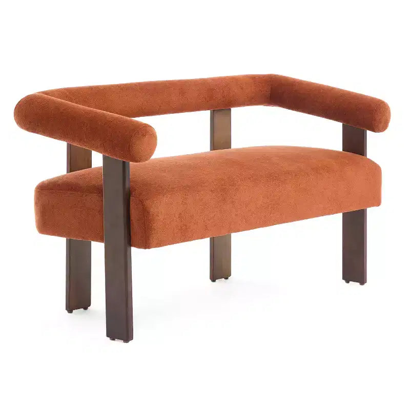Christopher Knight Home Webb Causeuse rembourrée en bouclette de 53 po en bois d'hévéa au design moderne