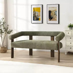 Christopher Knight Home Webb Causeuse rembourrée en bouclette de 53 po en bois d'hévéa au design moderne