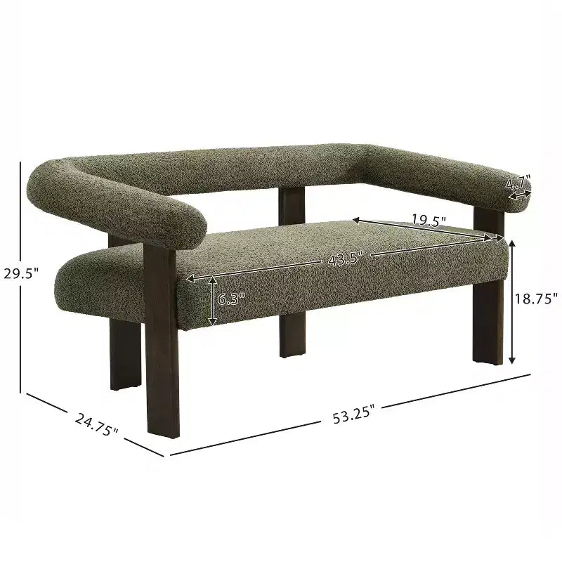 Christopher Knight Home Webb Causeuse rembourrée en bouclette de 53 po en bois d'hévéa au design moderne