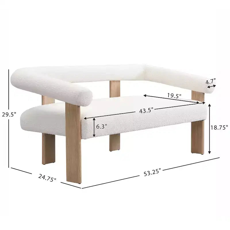 Christopher Knight Home Webb Causeuse rembourrée en bouclette de 53 po en bois d'hévéa au design moderne