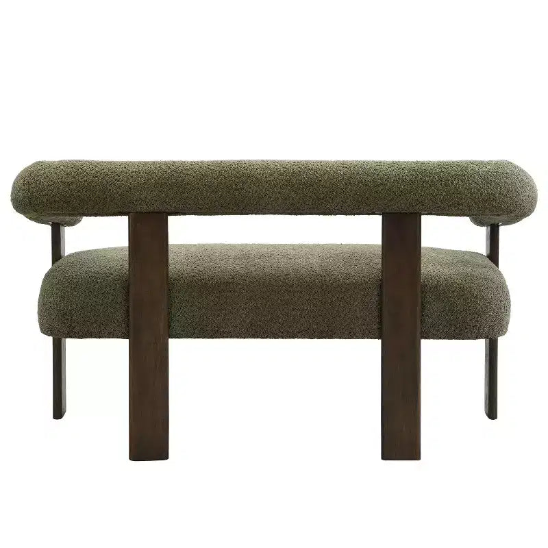Christopher Knight Home Webb Causeuse rembourrée en bouclette de 53 po en bois d'hévéa au design moderne