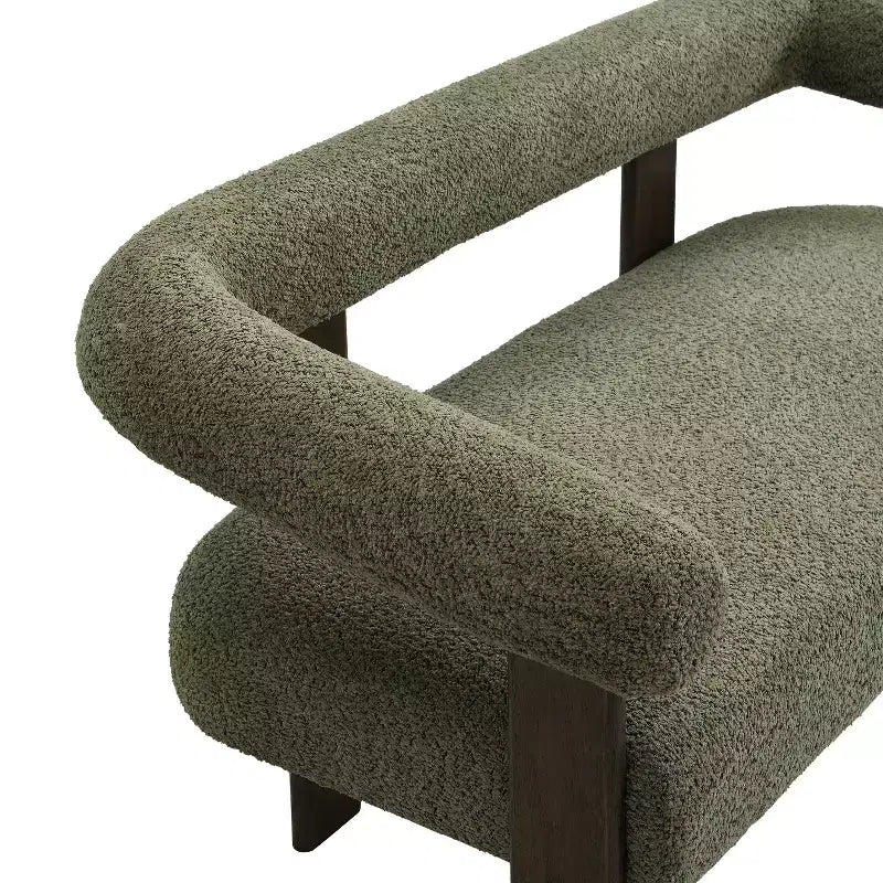 Christopher Knight Home Webb Causeuse rembourrée en bouclette de 53 po en bois d'hévéa au design moderne