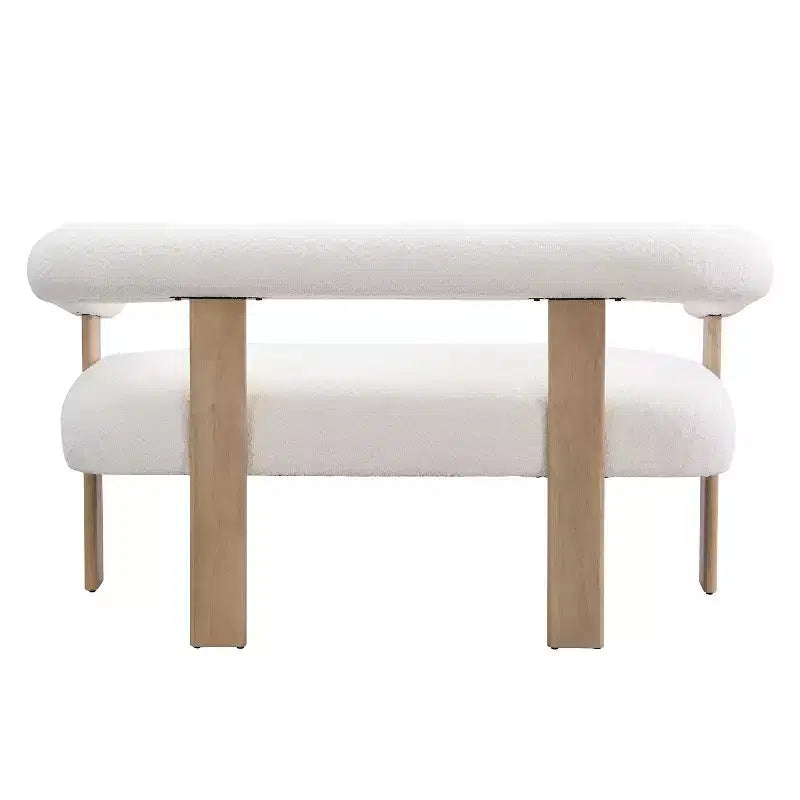 Christopher Knight Home Webb Causeuse rembourrée en bouclette de 53 po en bois d'hévéa au design moderne